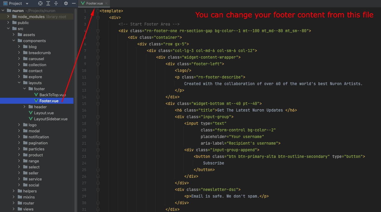 Change Footer Setting