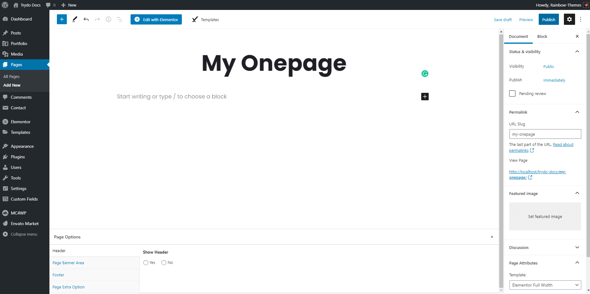 Create a page