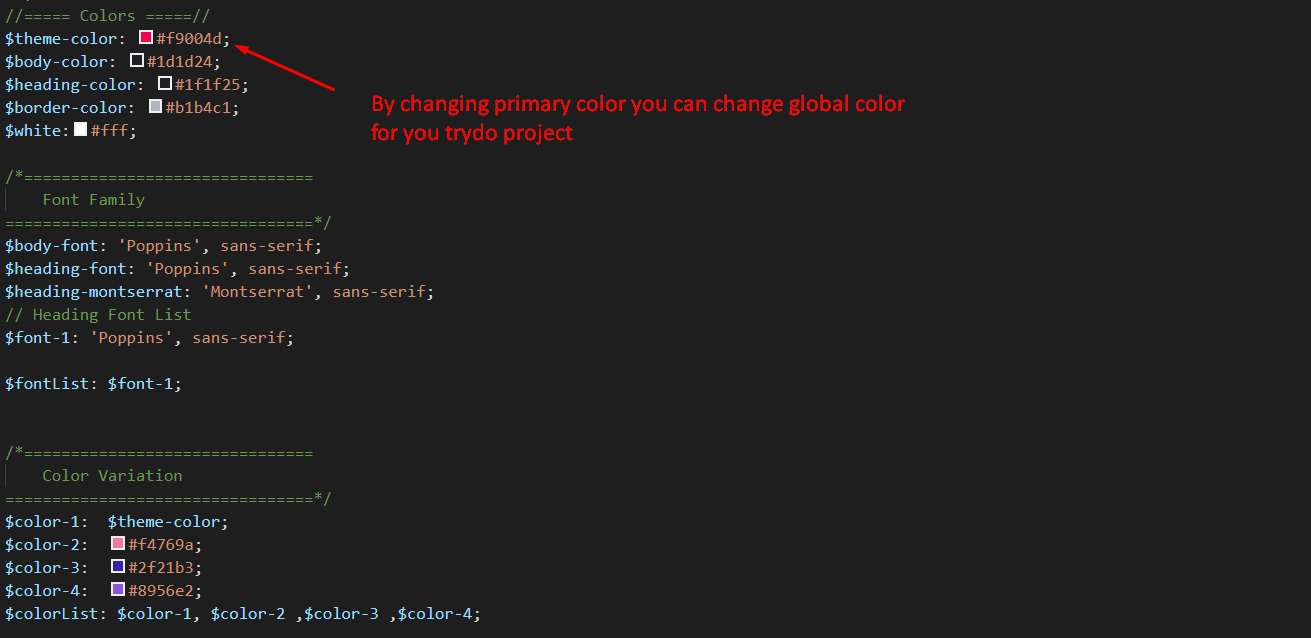 Change Global Color Options Setting
